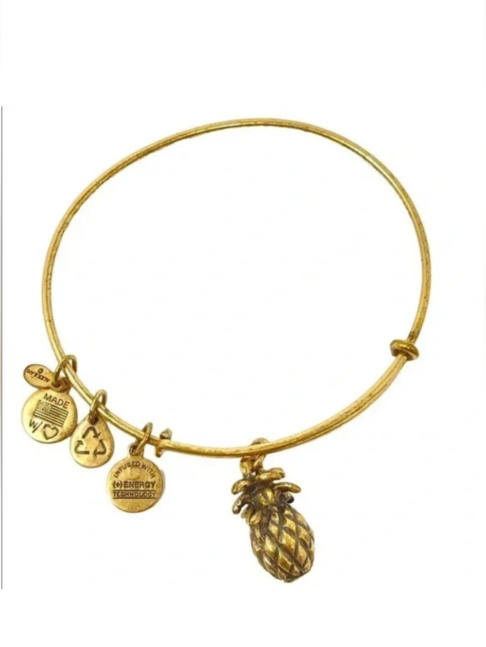 Alex And Ani Gold Pineapple Charm Bangle Bracelet